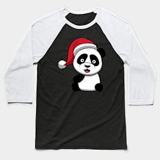 Christmas Panda Bear Santas Hat Cute Christmas Baseball T-Shirt